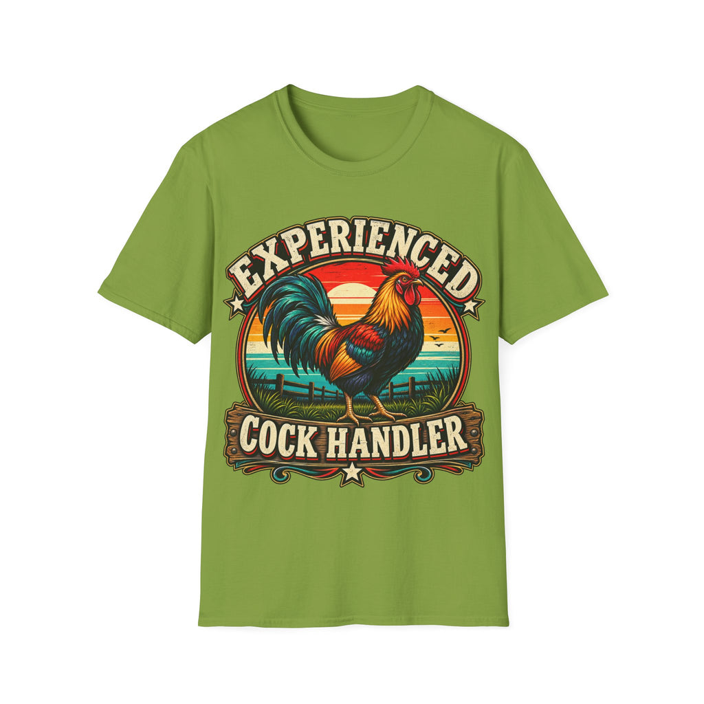 Experienced Cock Handler Adult T-Shirt — Retro Rooster Graphic Tee