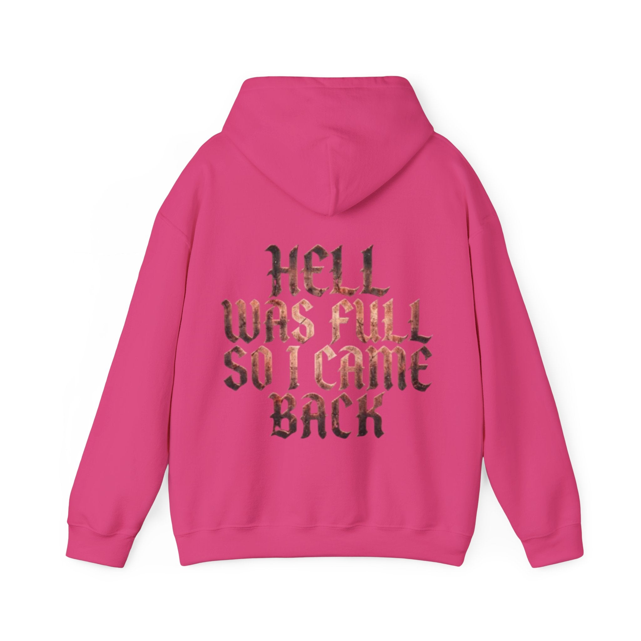 Hell Was Full Adult Hoodie — Gothic Quote Back Print Pullover