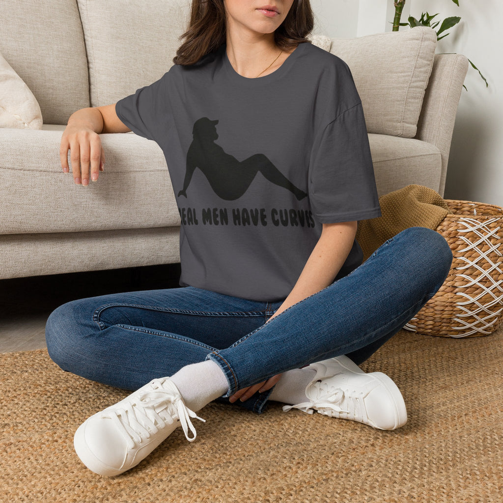 Curvy Silhouette Adult T-Shirt — "Real Men Have Curves" Graphic Tee