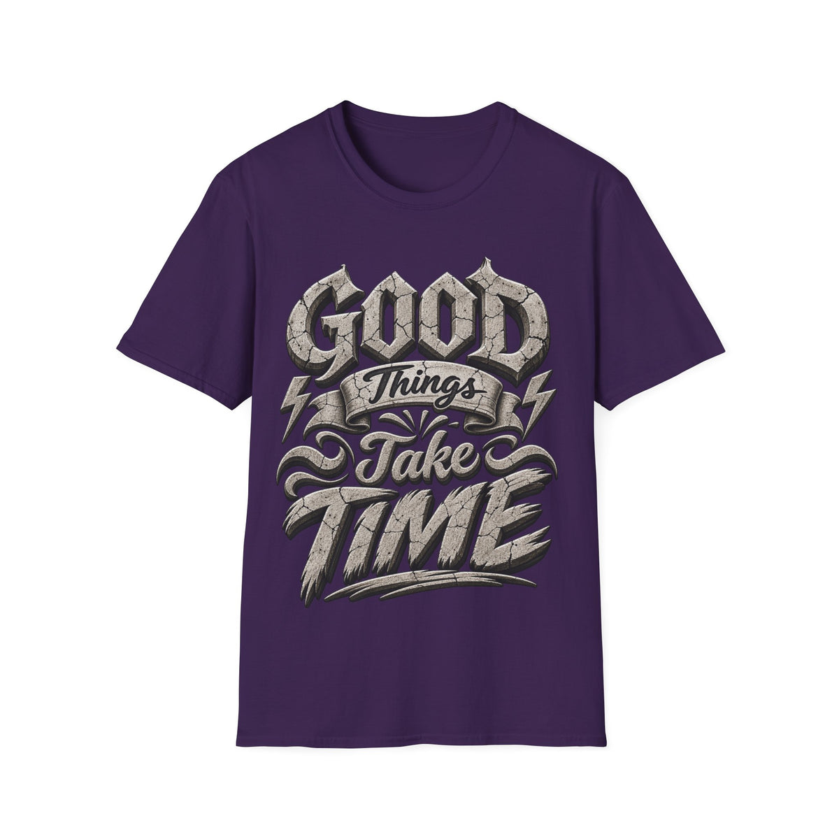 Adult T-Shirt — 'Good Things Take Time' Vintage Script Graphic Tee
