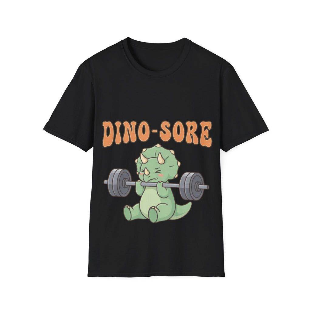 Dino-Sore Adult T-Shirt — Cute Workout Dinosaur Fitness Tee