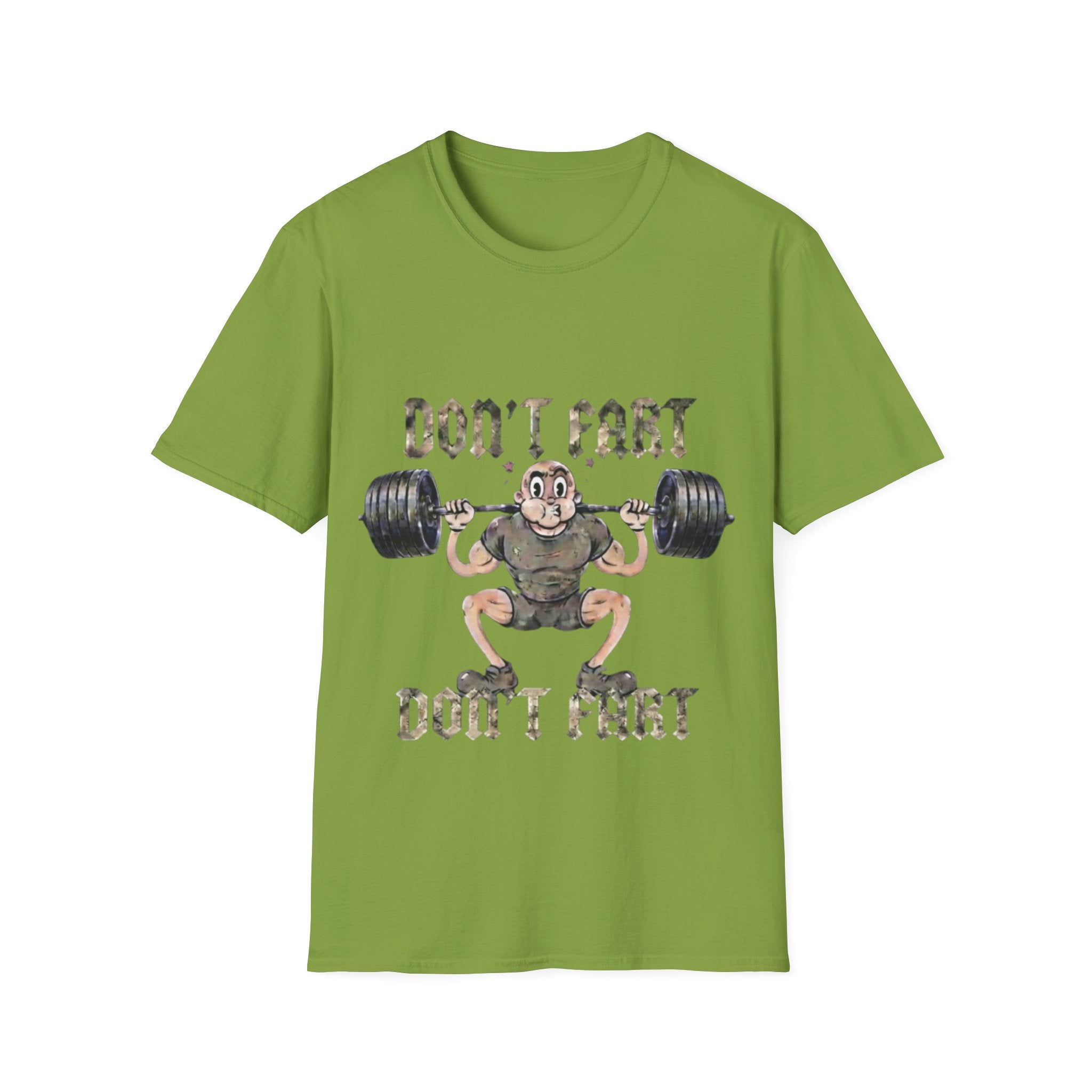 Don't Fart Weightlifting  Adult T‑Shirt — Funny Gym Workout Tee