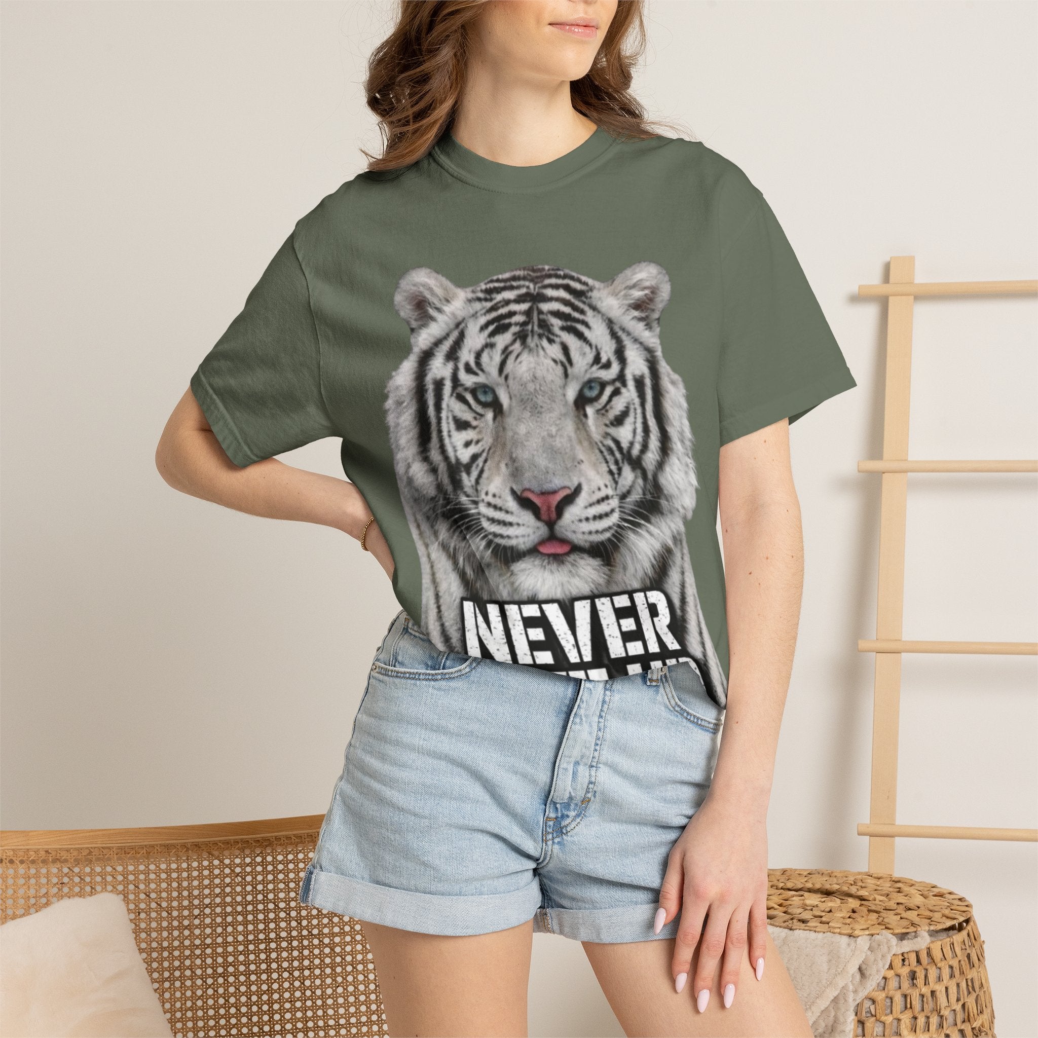 Never Give Up Tiger Adult T-Shirt