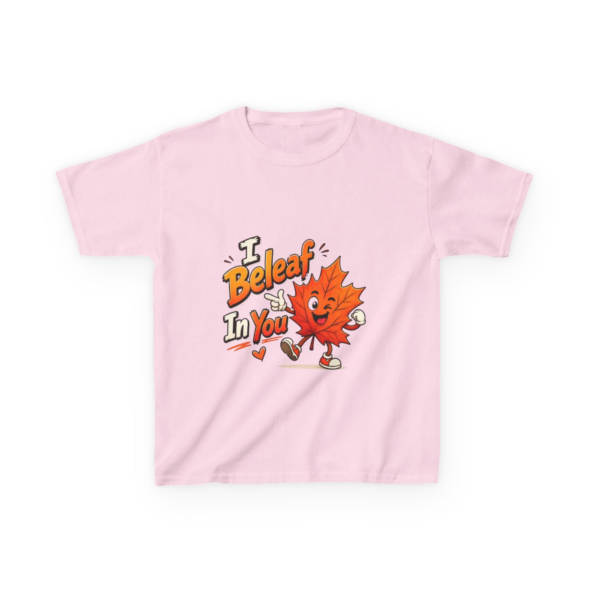 Kids Tee — "I Beleaf In You" Cute Autumn Leaf Motivational Shirt