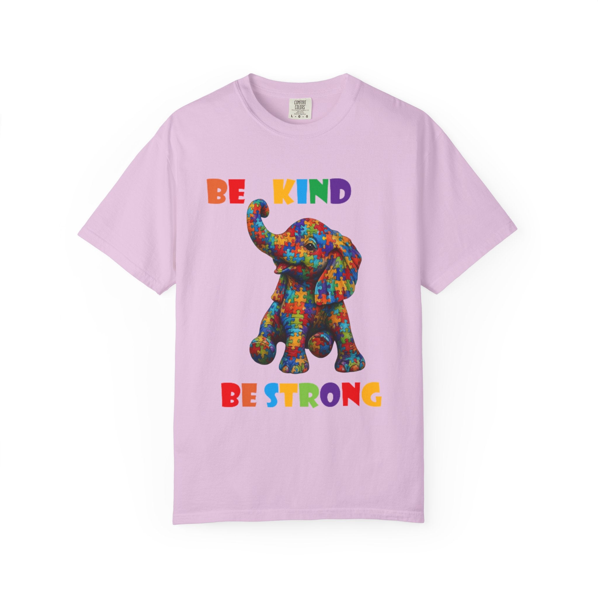 Be Kind Be Strong Elephant T-shirt | Colorful Puzzle Pattern Adult T-Shirt