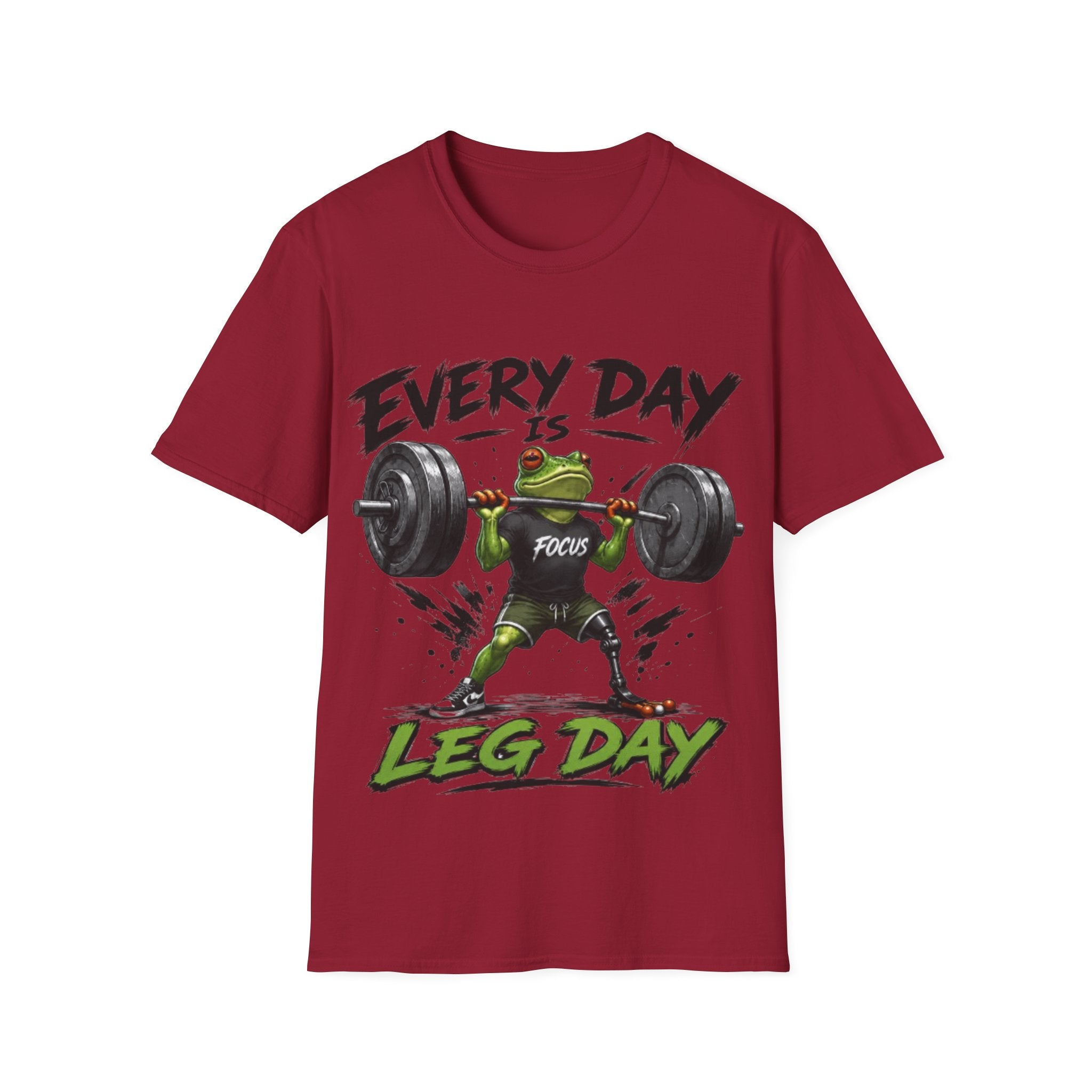 Weightlifting Frog Adult T‑Shirt — "Every Day Is Leg Day" Graphic Tee