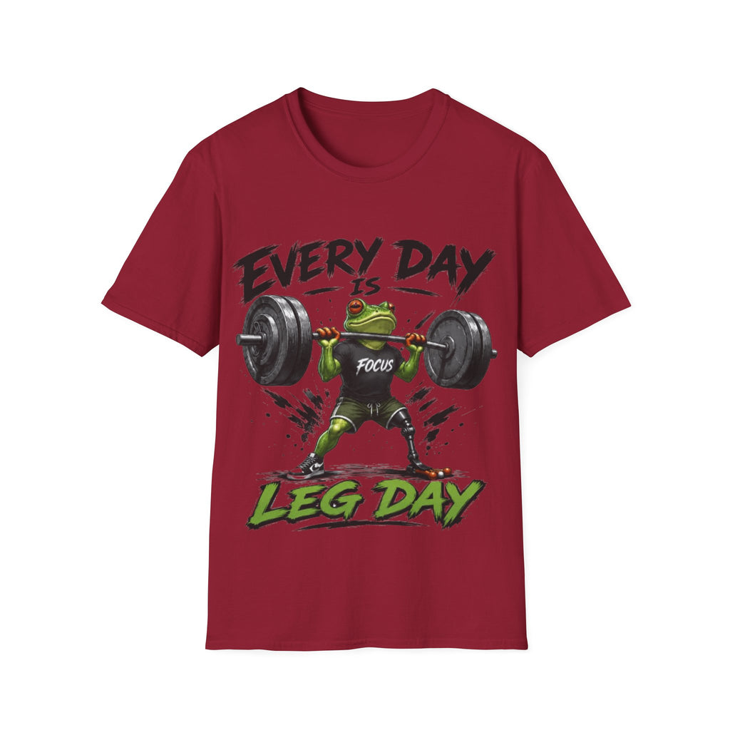 Weightlifting Frog Adult T‑Shirt — "Every Day Is Leg Day" Graphic Tee