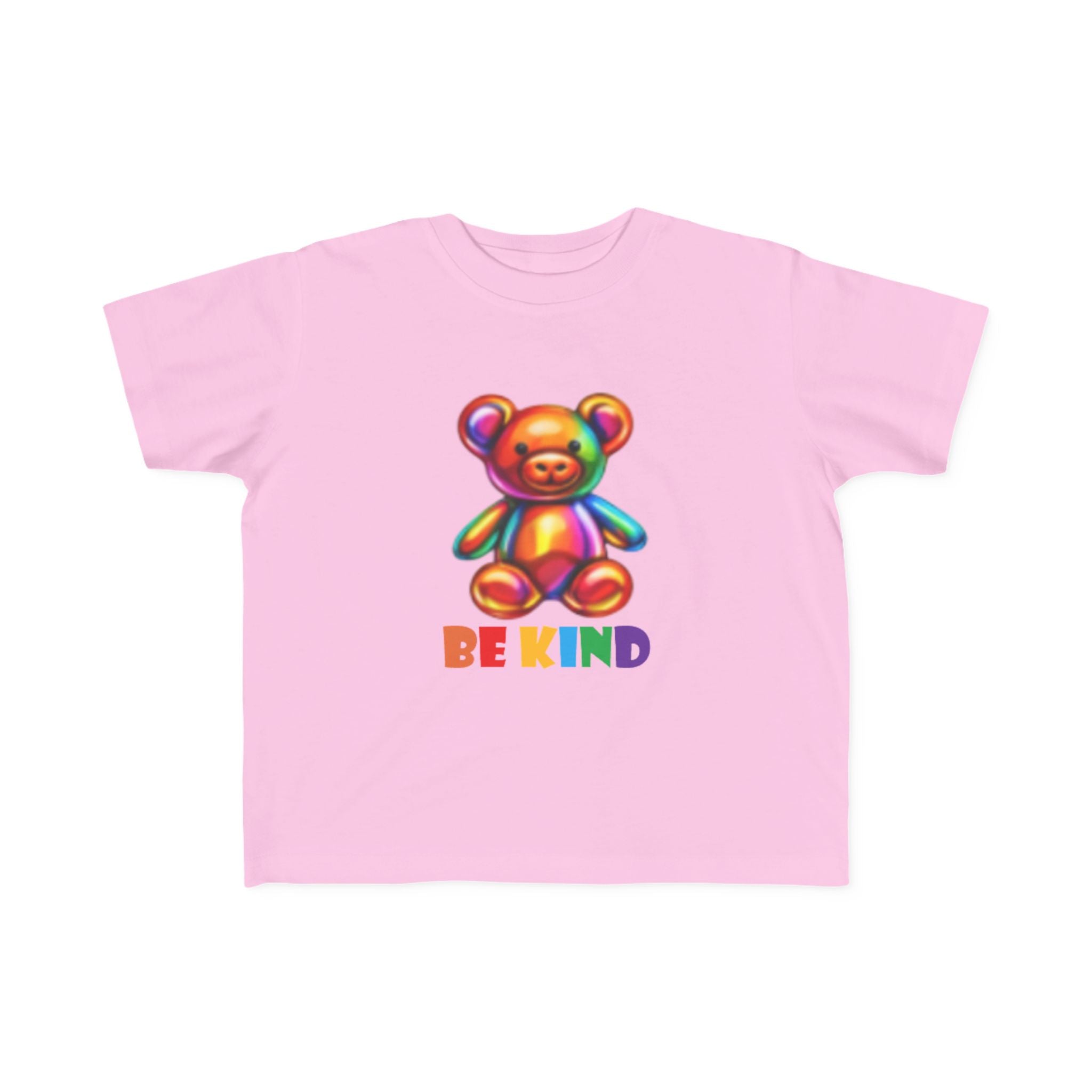 Rainbow Teddy Bear BE KIND Toddler Tee | Kids Positive Message Shirt
