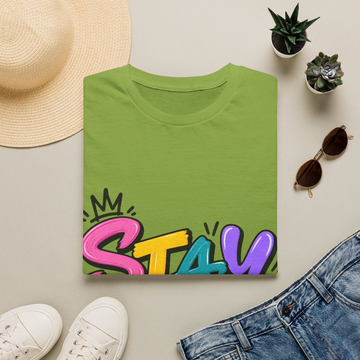Stay Weird Adult T-Shirt — Colorful Graffiti Graphic Tee