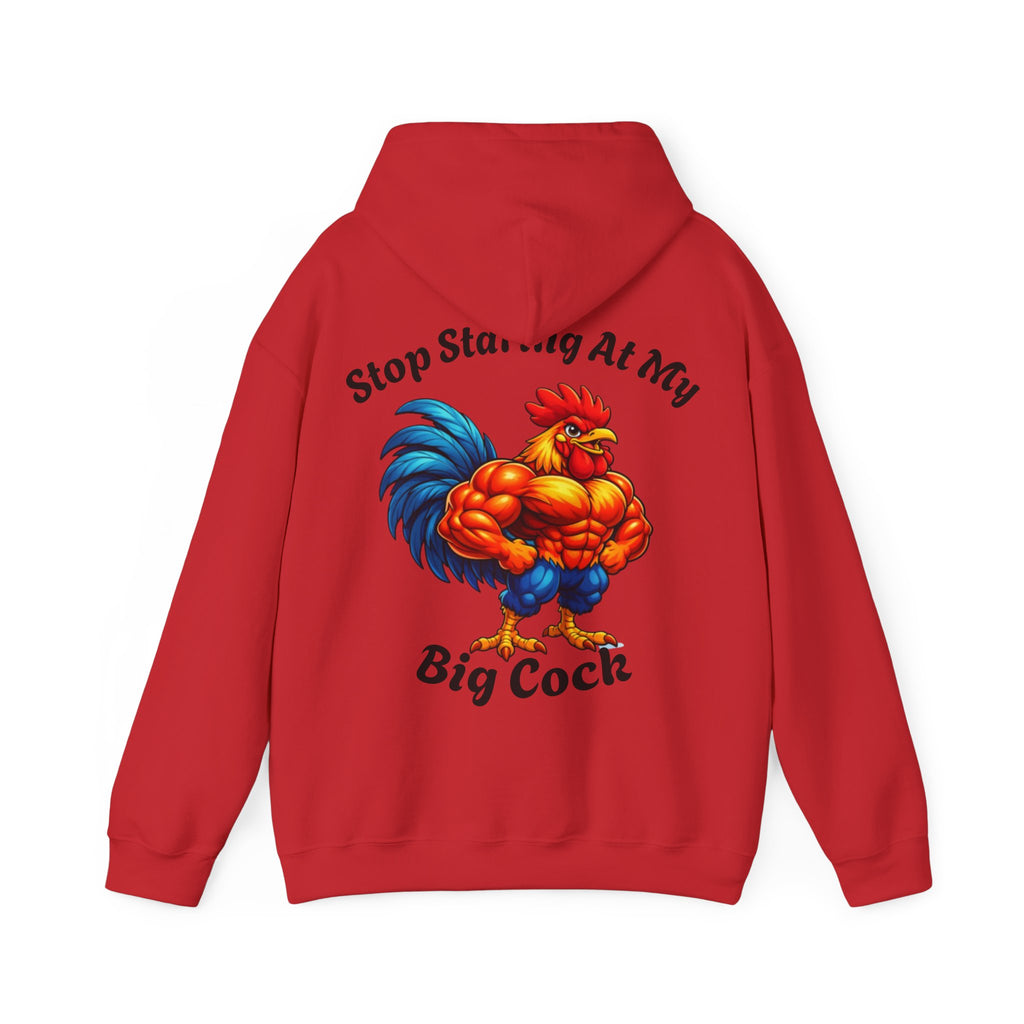 Adult Hoodie - 'Stop Staring At My Big Cock' Funny Rooster Graphic Pullover