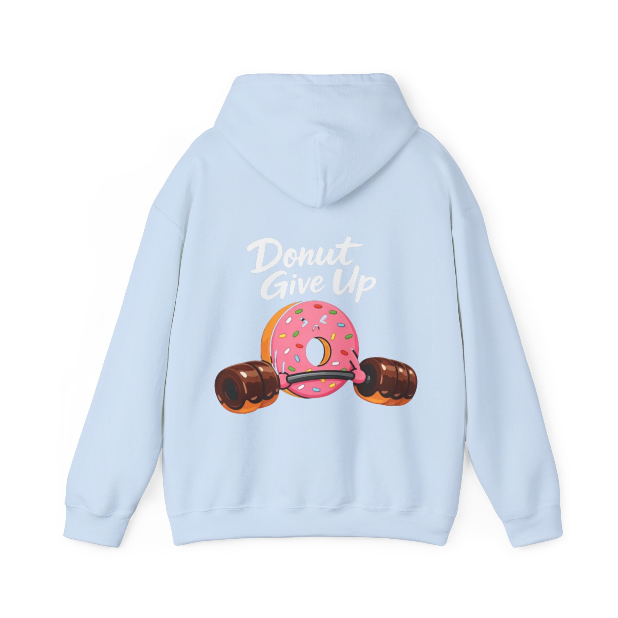 Donut Give Up Adult Hoodie — Funny Fitness Donut Graphic Sweatshirt
