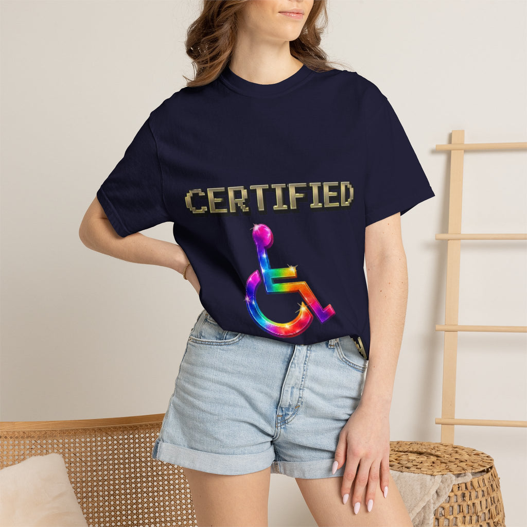 Certified Stunt Man T-Shirt — Rainbow Wheelchair Adult Tee