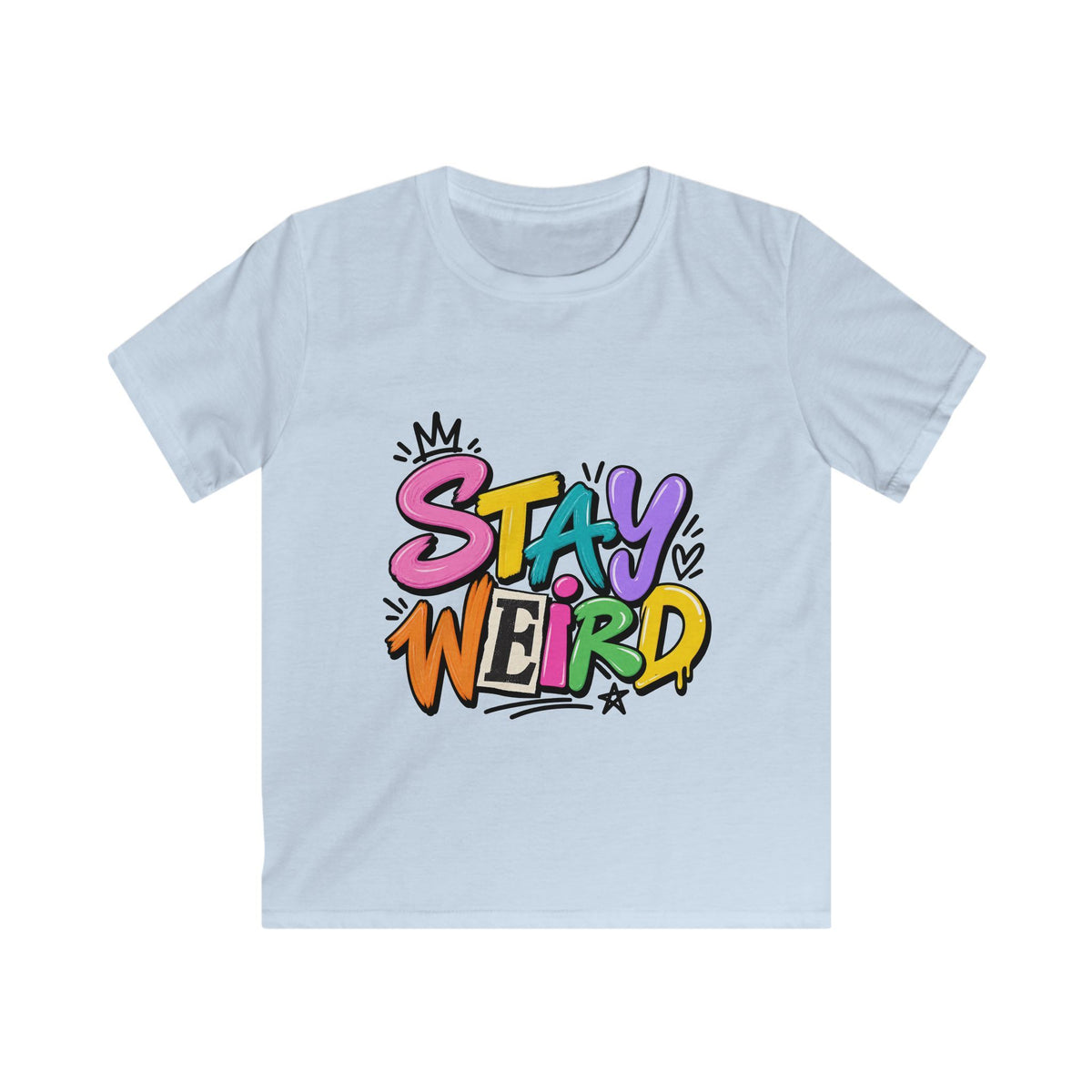 Kids T-shirt - "Stay Weird" Colorful Graffiti Shirt for Kids, Playful Self-Expression Gift