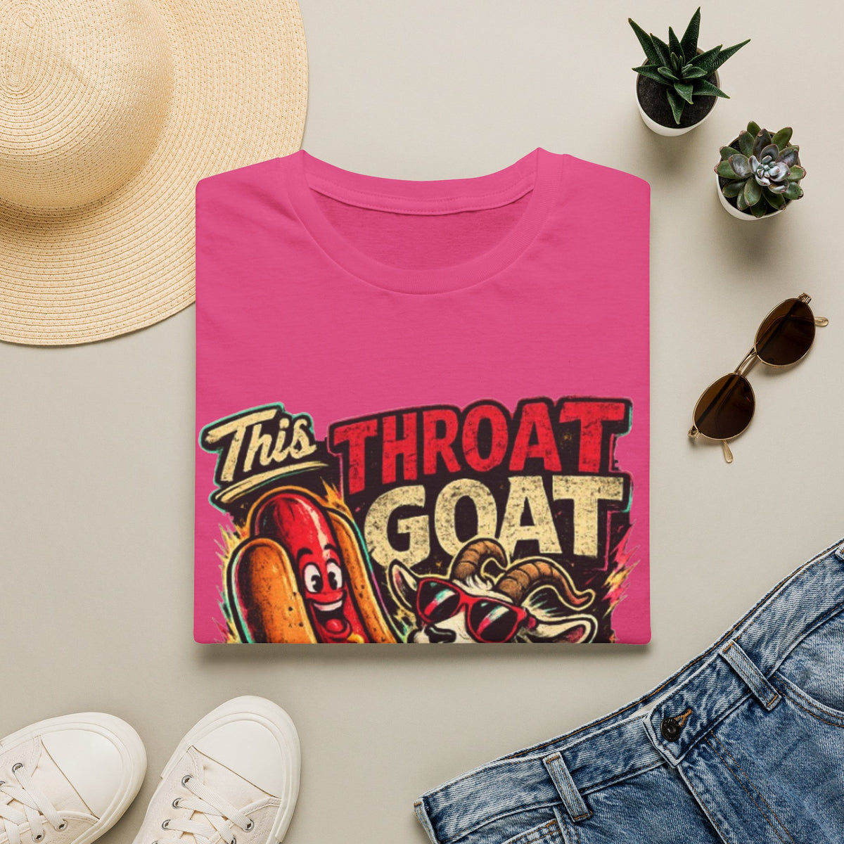 This Throat Goat Adult T-Shirt — Retro Hot Dog Graphic Tee