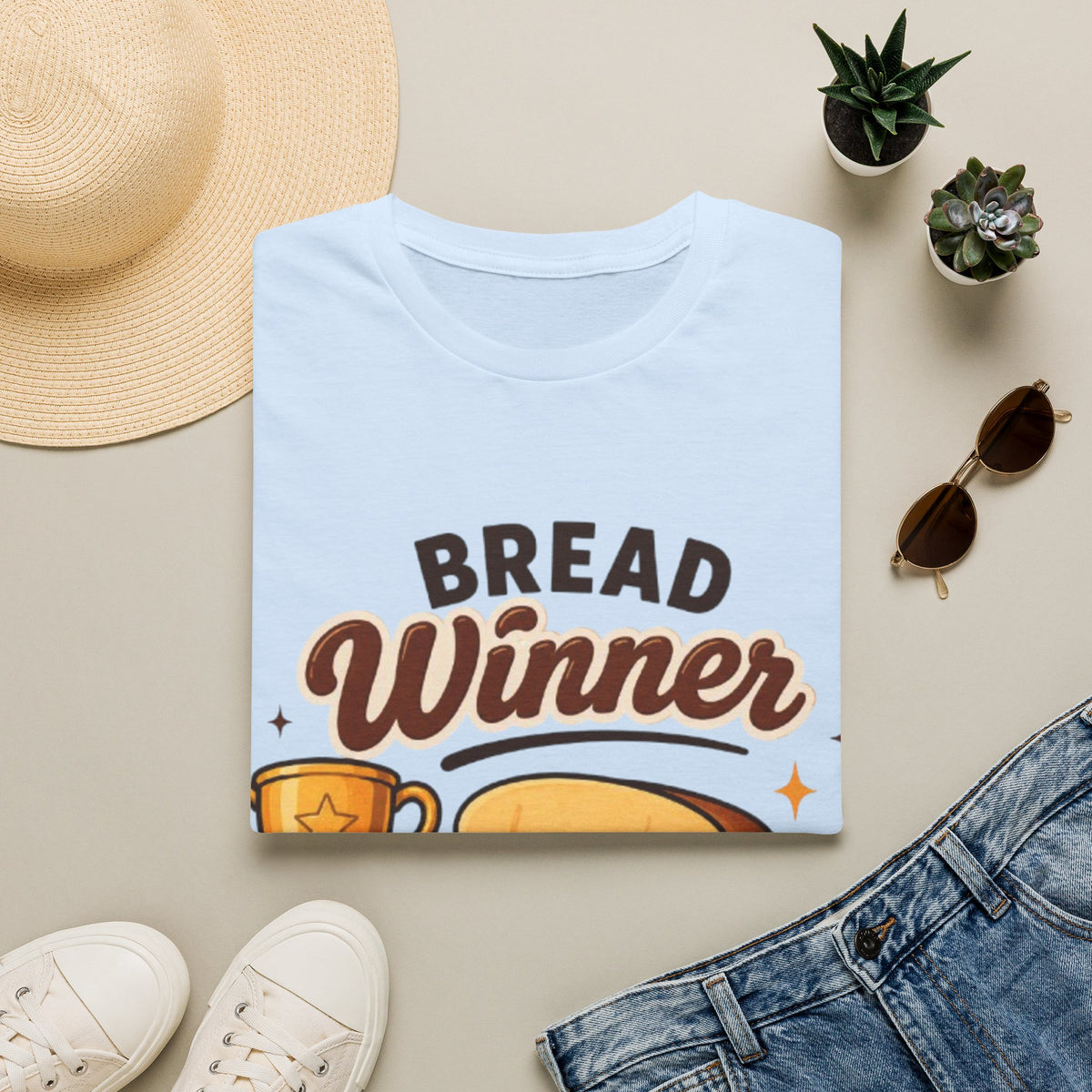 Bread Winner Adult T‑Shirt — Funny Toast Cartoon Tee for Bakers & Breakfast Lovers