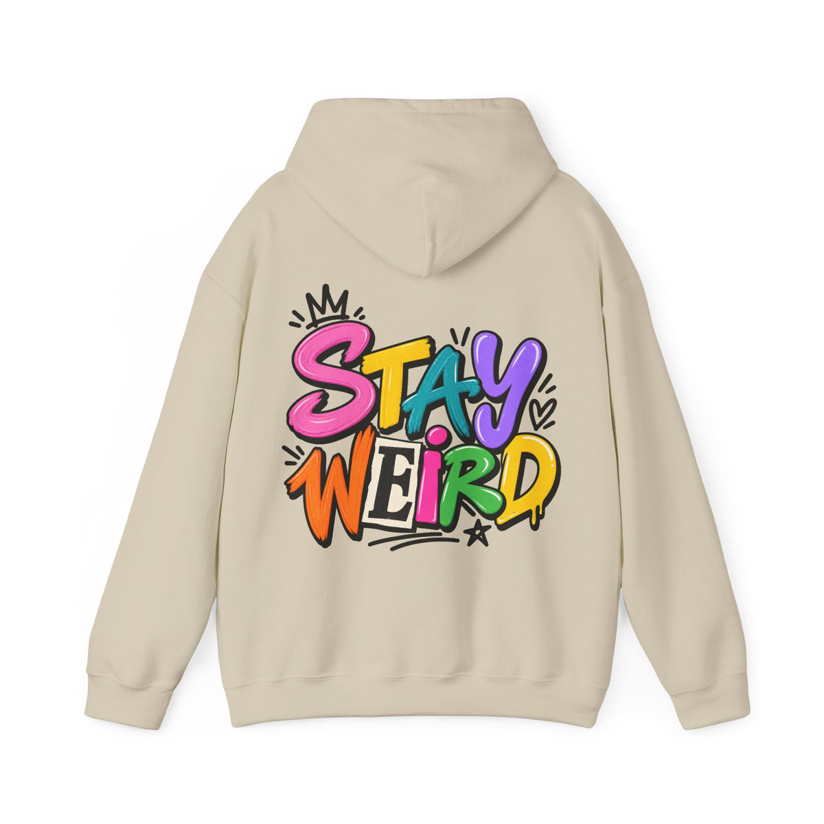 Stay Weird Adult Hoodie – Colorful Graffiti Graphic Hoodie