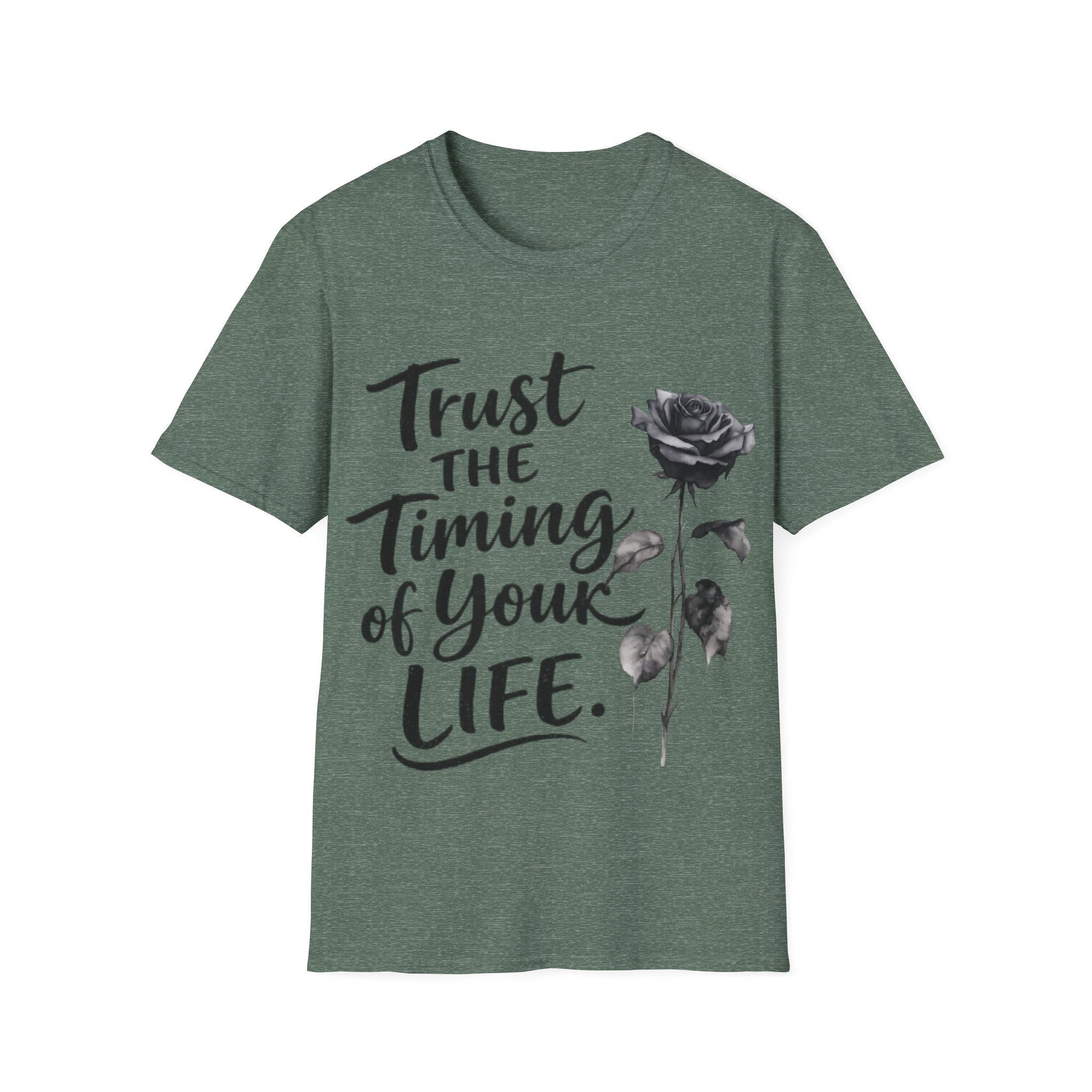 Trust the Timing of Your Life Adult T-Shirt – Inspirational Floral Tee