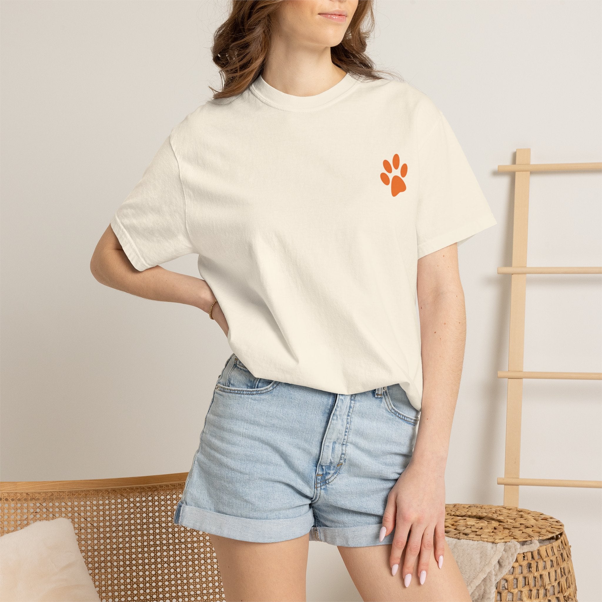 A Little Hat-Titude Puppy Adult T-Shirt | Cute Dog with Pink Hat, Paw Print