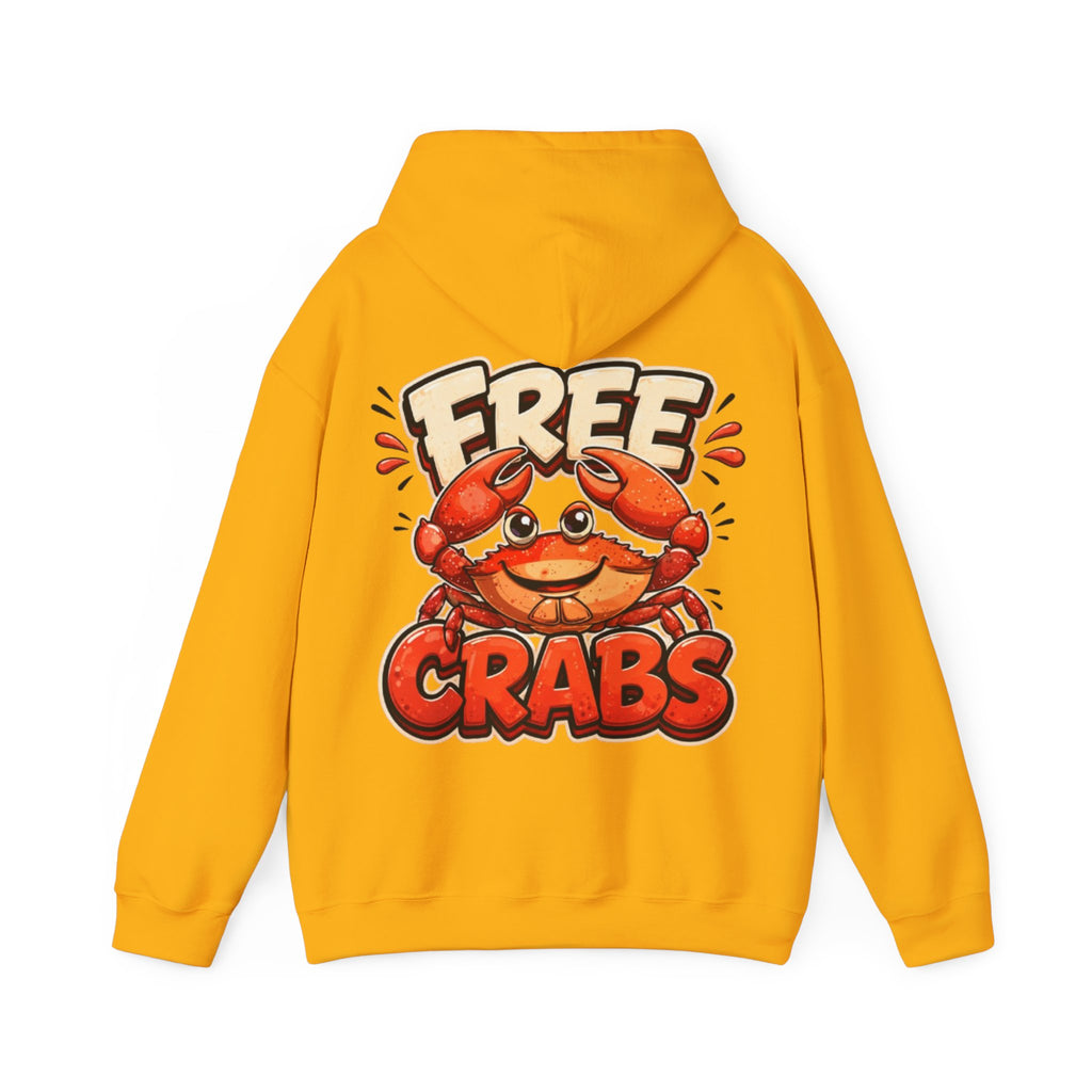 Adult Hoodie — Cute 'Free Crabs' Cartoon Crab Graphic Pullover