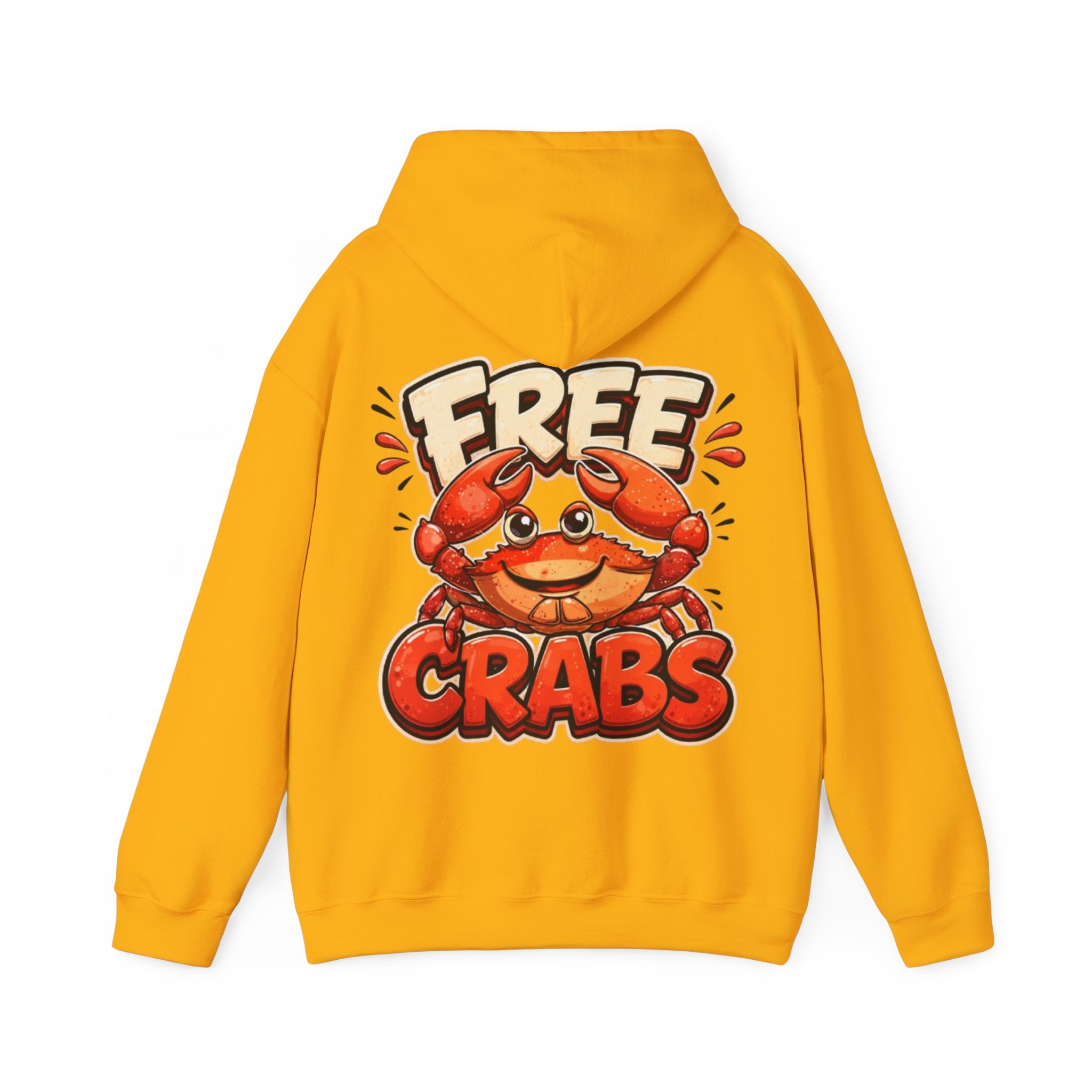 Adult Hoodie — Cute 'Free Crabs' Cartoon Crab Graphic Pullover