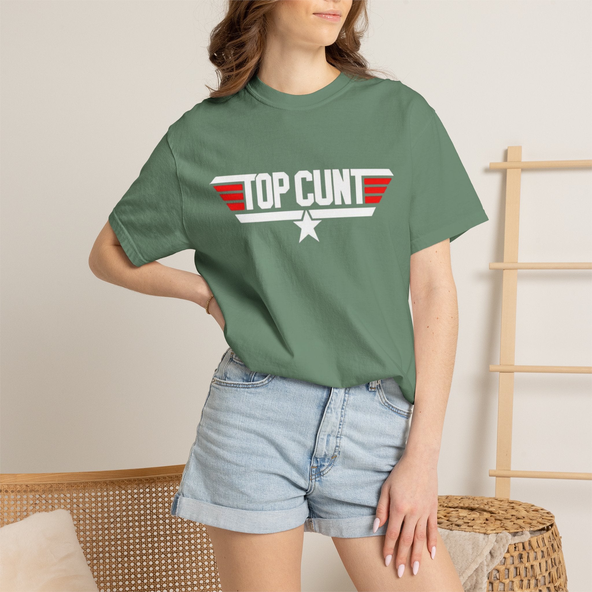 Top Cunt Graphic Adult T-Shirt — Retro Military-Inspired Statement Tee