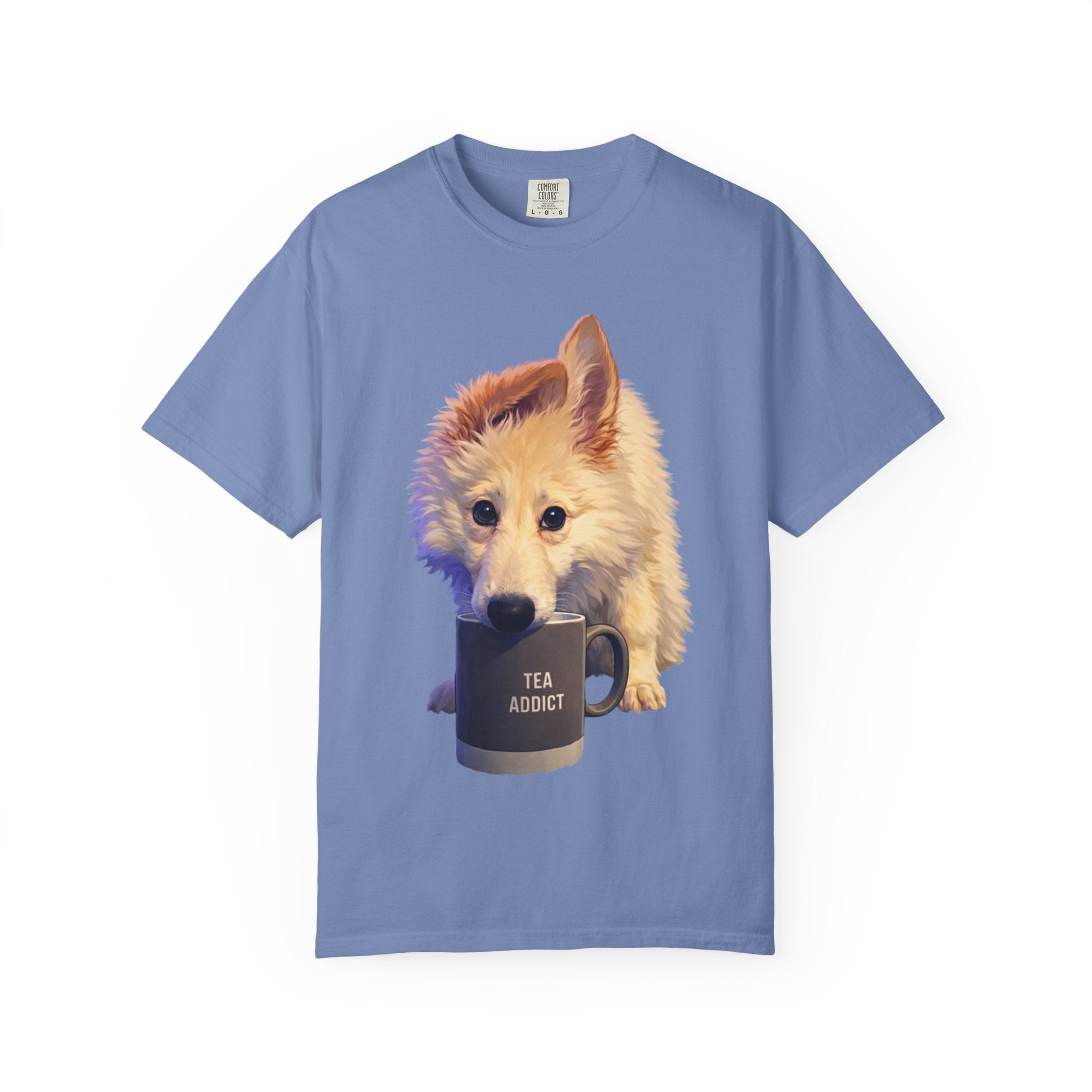 Tea Addict Puppy tee | Tyra Illustration Adult T-Shirt
