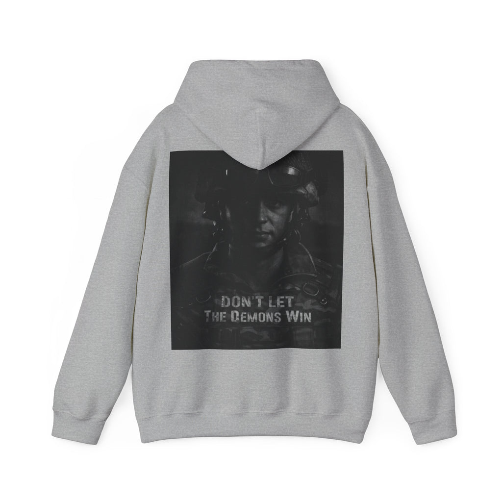 Adult Hoodie — 'Don't Let The Demons Win' Military Soldier Graphic Hoodie