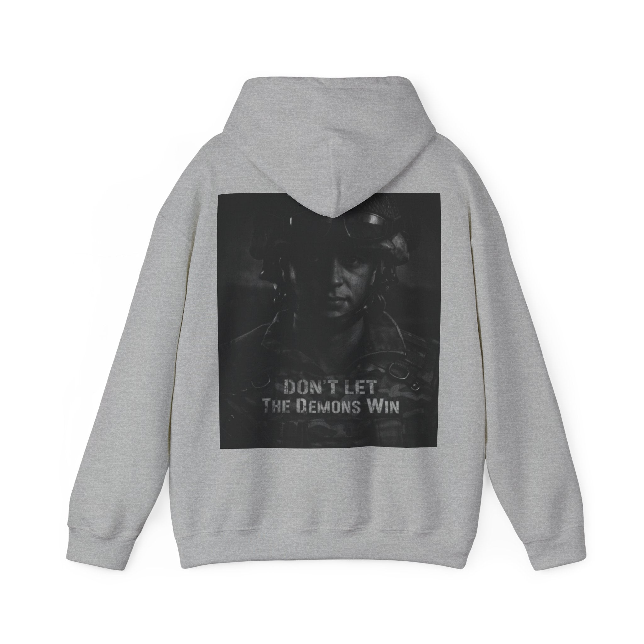 Adult Hoodie — 'Don't Let The Demons Win' Military Soldier Graphic Hoodie