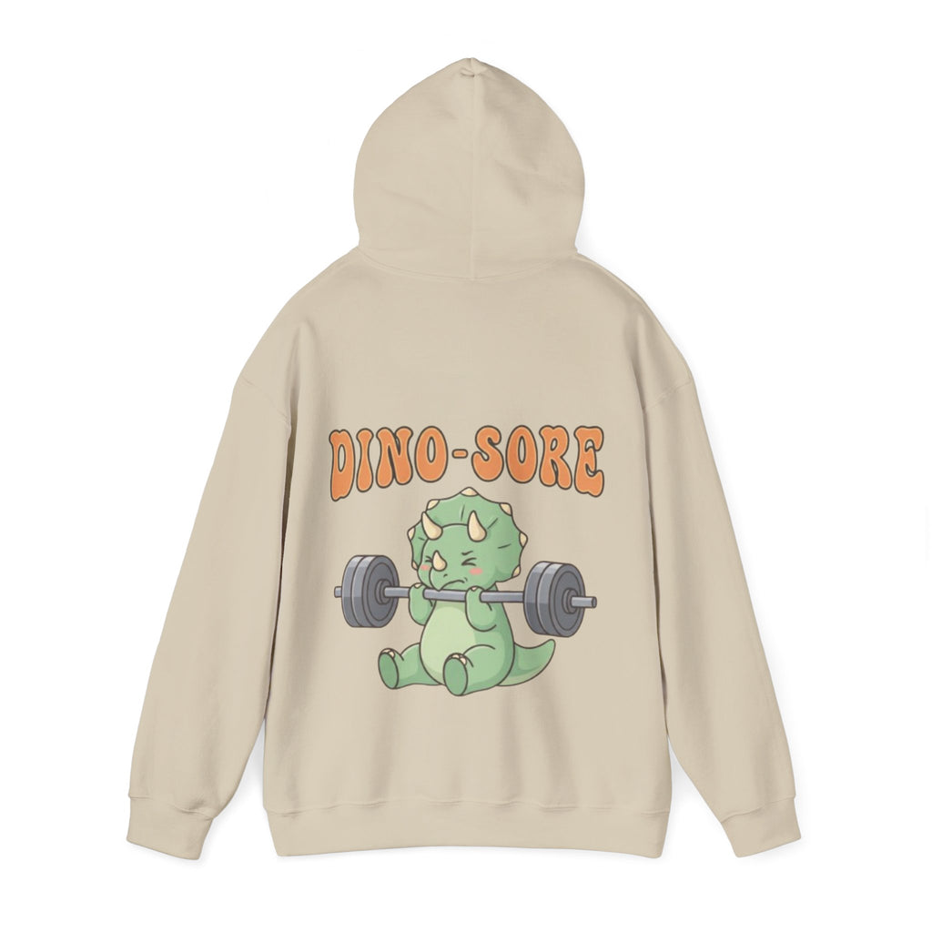 Dino-Sore Adult Hoodie — Cute Triceratops Weightlifting Sweatshirt