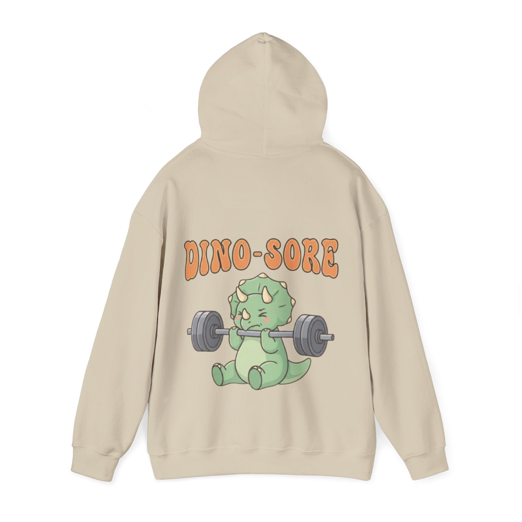 Dino-Sore Adult Hoodie — Cute Triceratops Weightlifting Sweatshirt