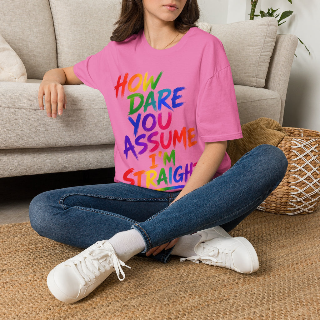 How Dare You Assume I’m Straight Adult T-Shirt — Rainbow Pride Graphic Tee