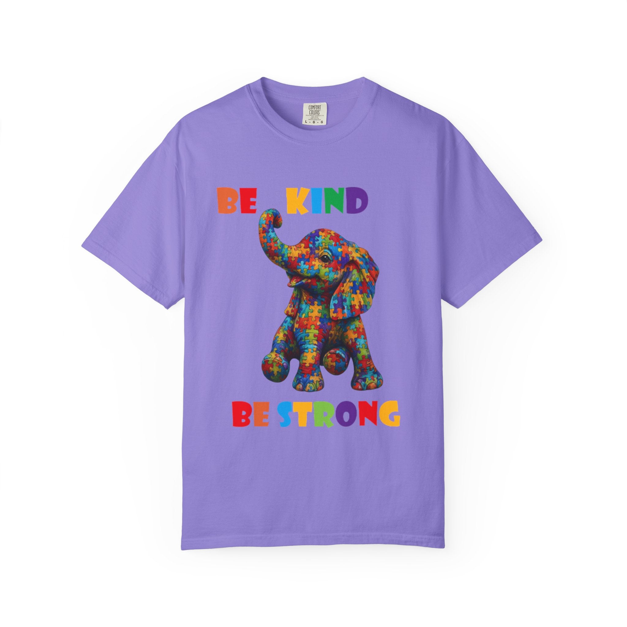 Be Kind Be Strong Elephant T-shirt | Colorful Puzzle Pattern Adult T-Shirt