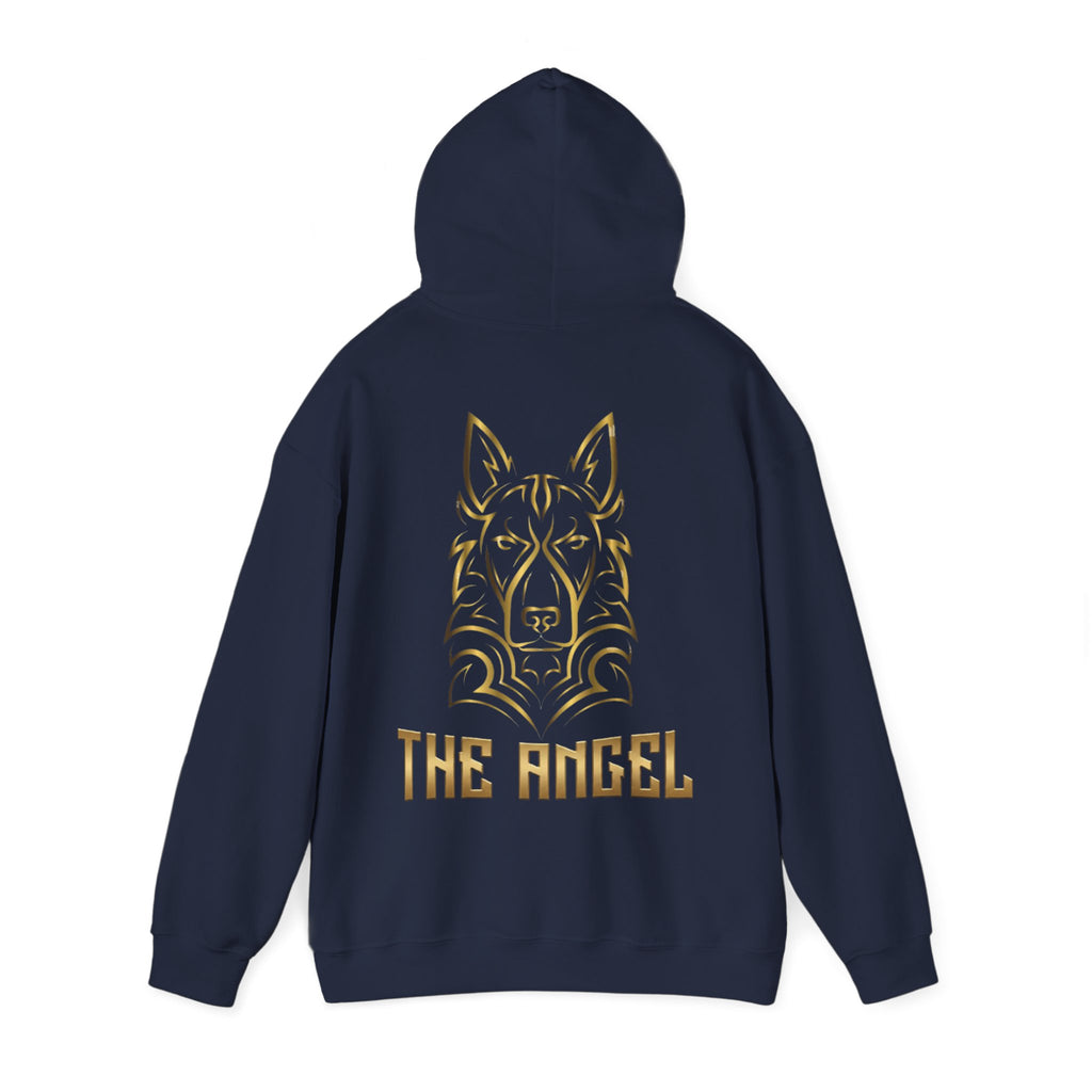 Angel Wolf Adult Hoodie — "The Angel" Gold Graphic Pullover
