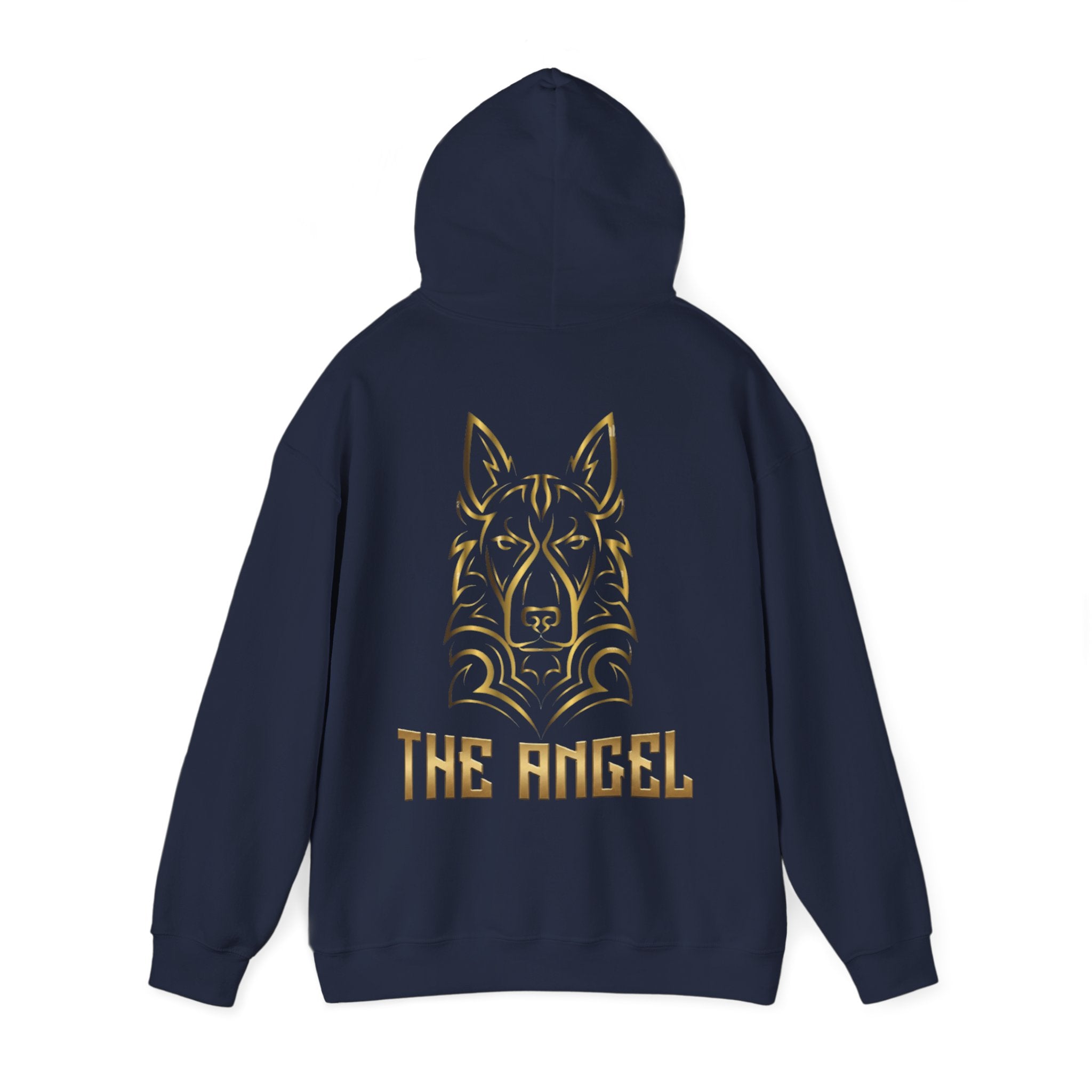 Angel Wolf Adult Hoodie — "The Angel" Gold Graphic Pullover