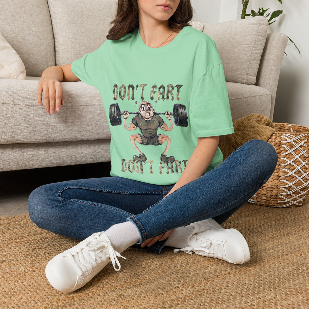 Don't Fart Weightlifting  Adult T‑Shirt — Funny Gym Workout Tee