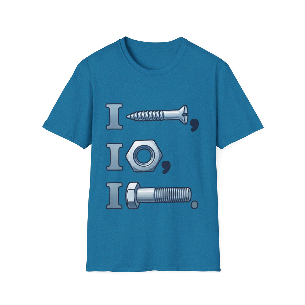 Screw, Nut & Bolt Graphic Adult T-Shirt — I (screw), I (nut), I (bolt) Novelty Tee