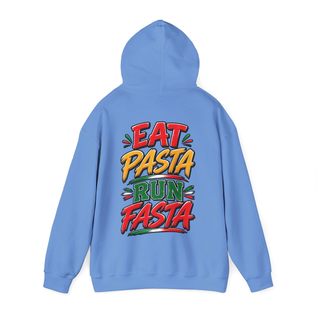 Adult Hoodie — "Eat Pasta Run Fasta" Graphic Pullover