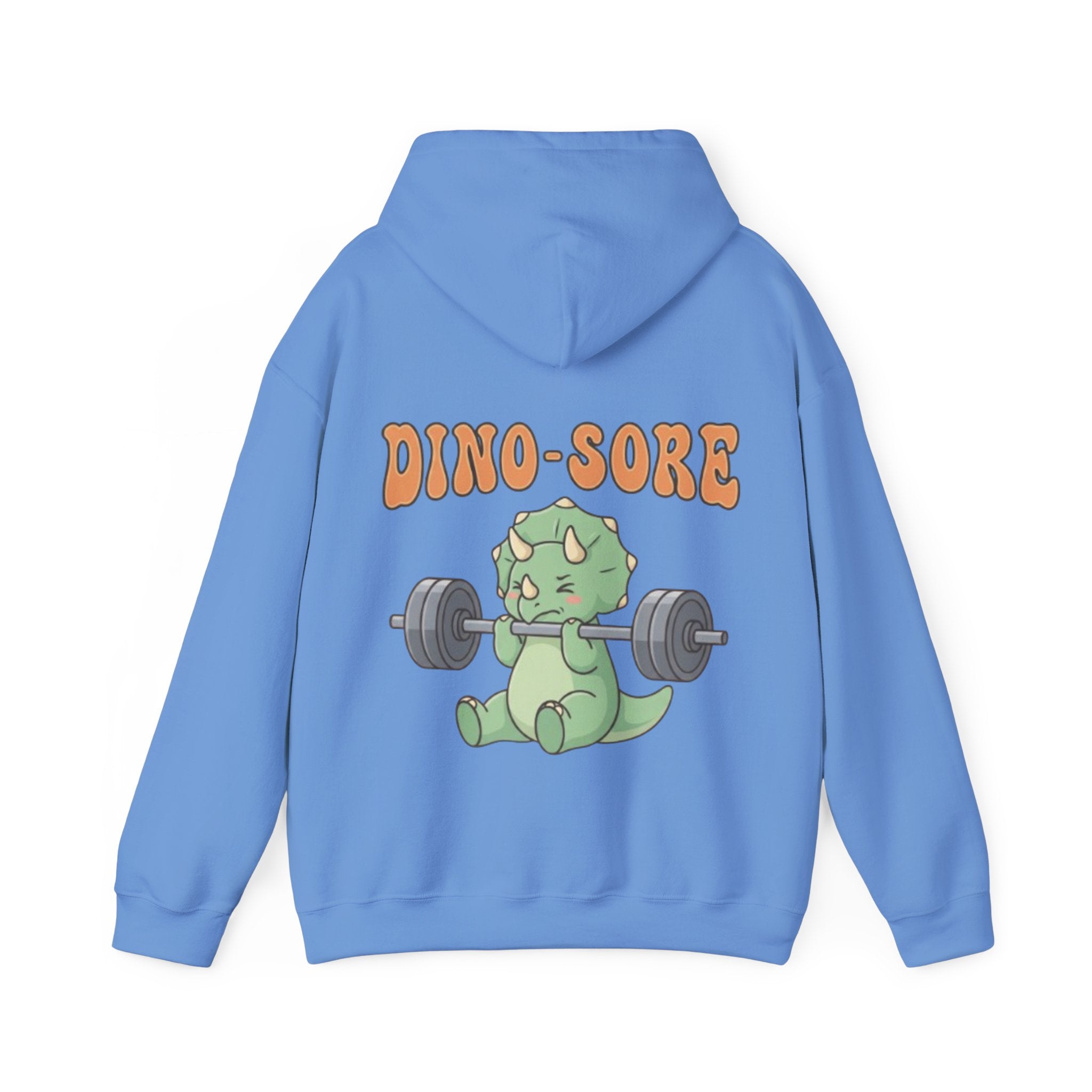 Dino-Sore Adult Hoodie — Cute Triceratops Weightlifting Sweatshirt