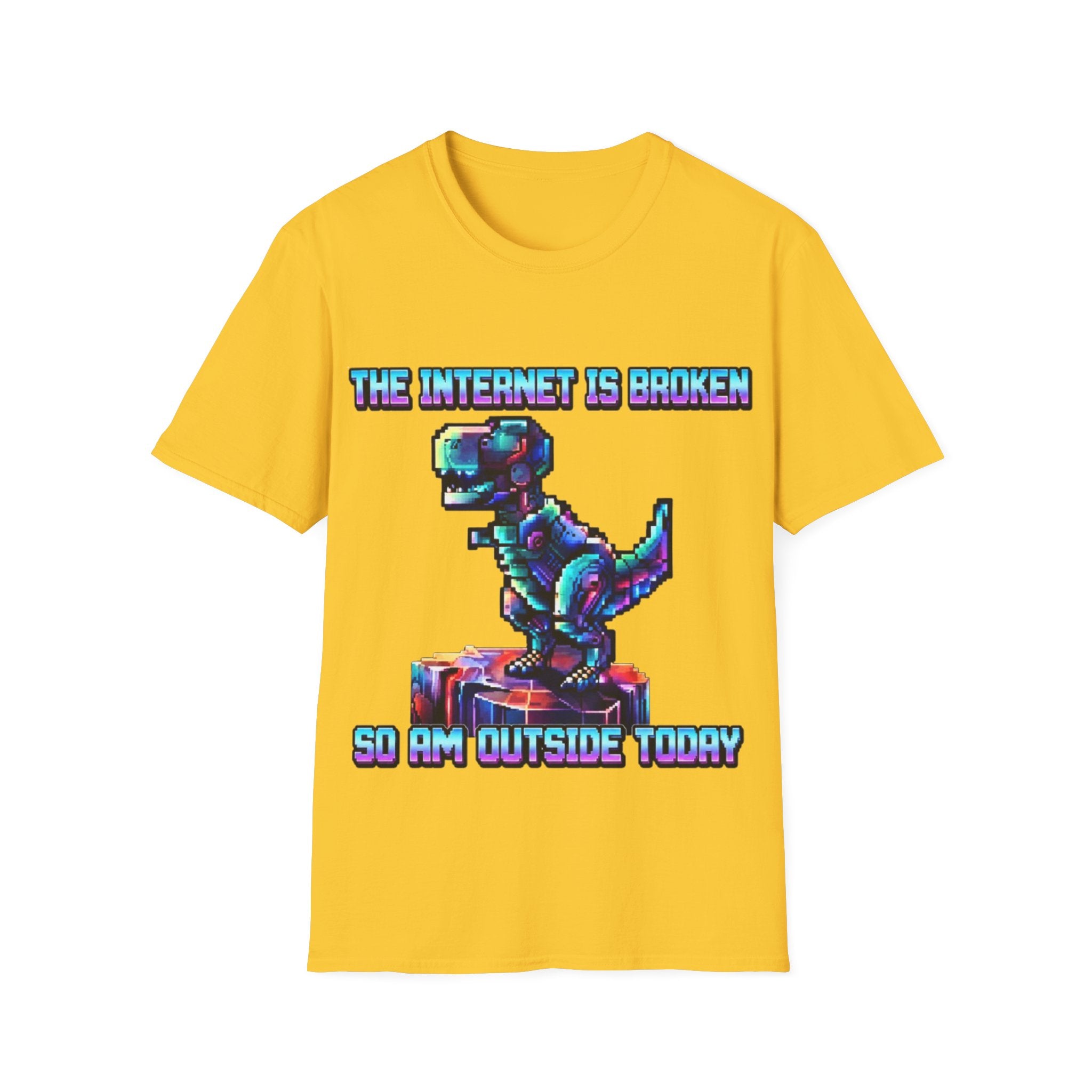 Internet Is Broke Adult  T-Shirt — Retro Pixel Dino "So Am I" Graphic Tee