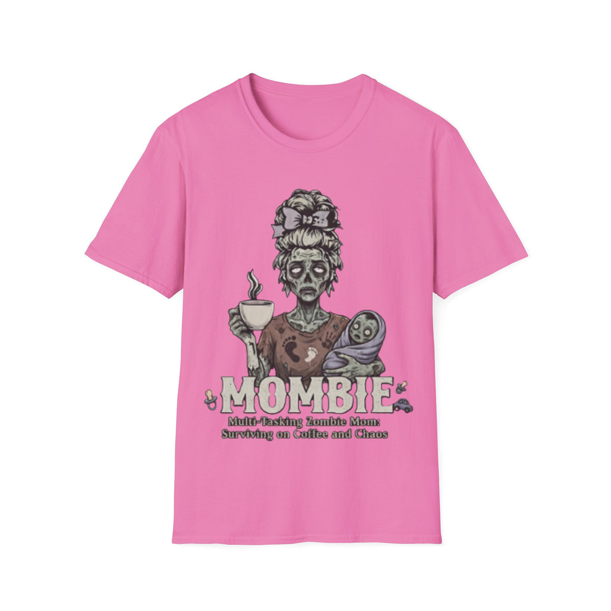 Mombie Adult T-Shirt – Funny Zombie Coffee Tee for Halloween & Horror Fans
