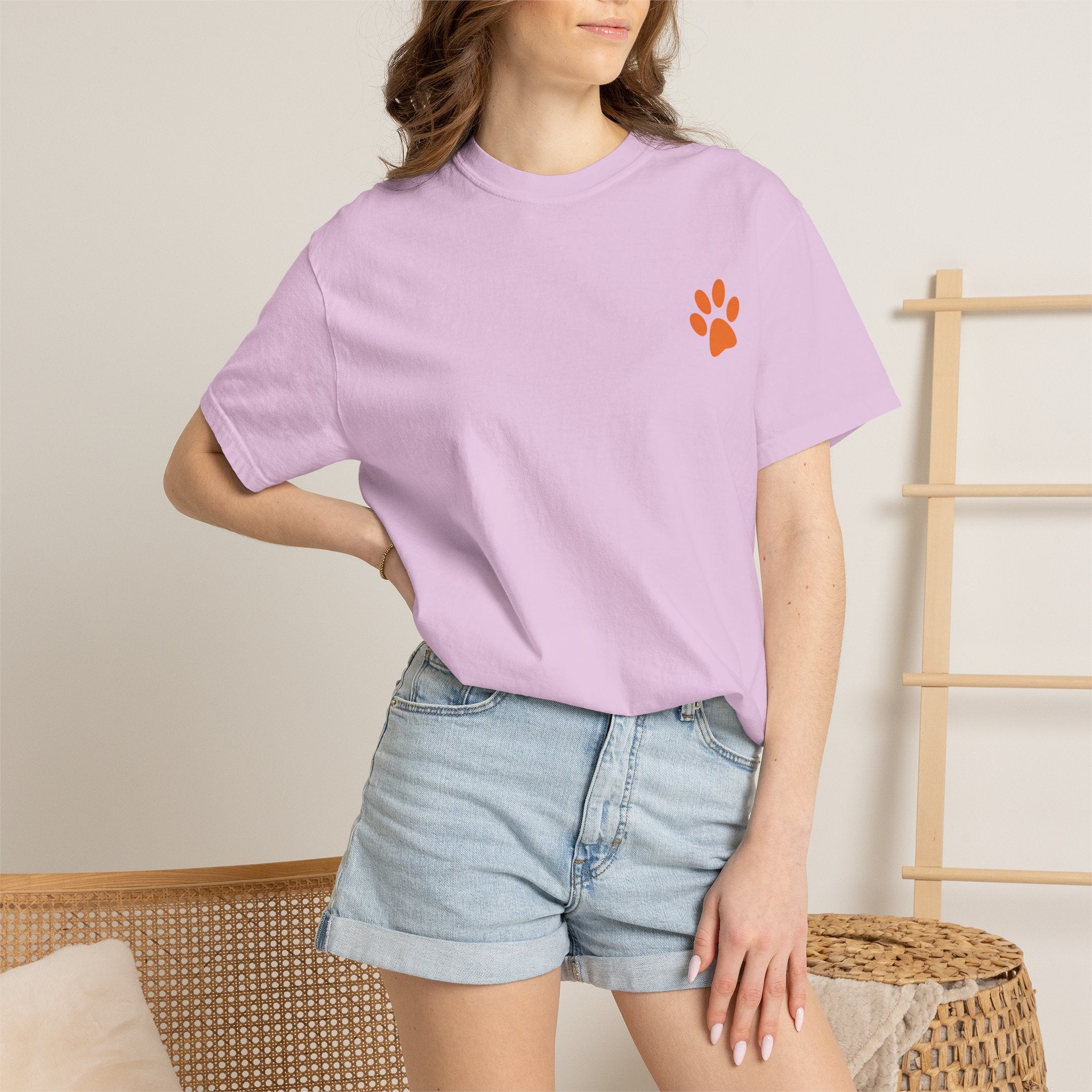 A Little Hat-Titude Puppy Adult T-Shirt | Cute Dog with Pink Hat, Paw Print