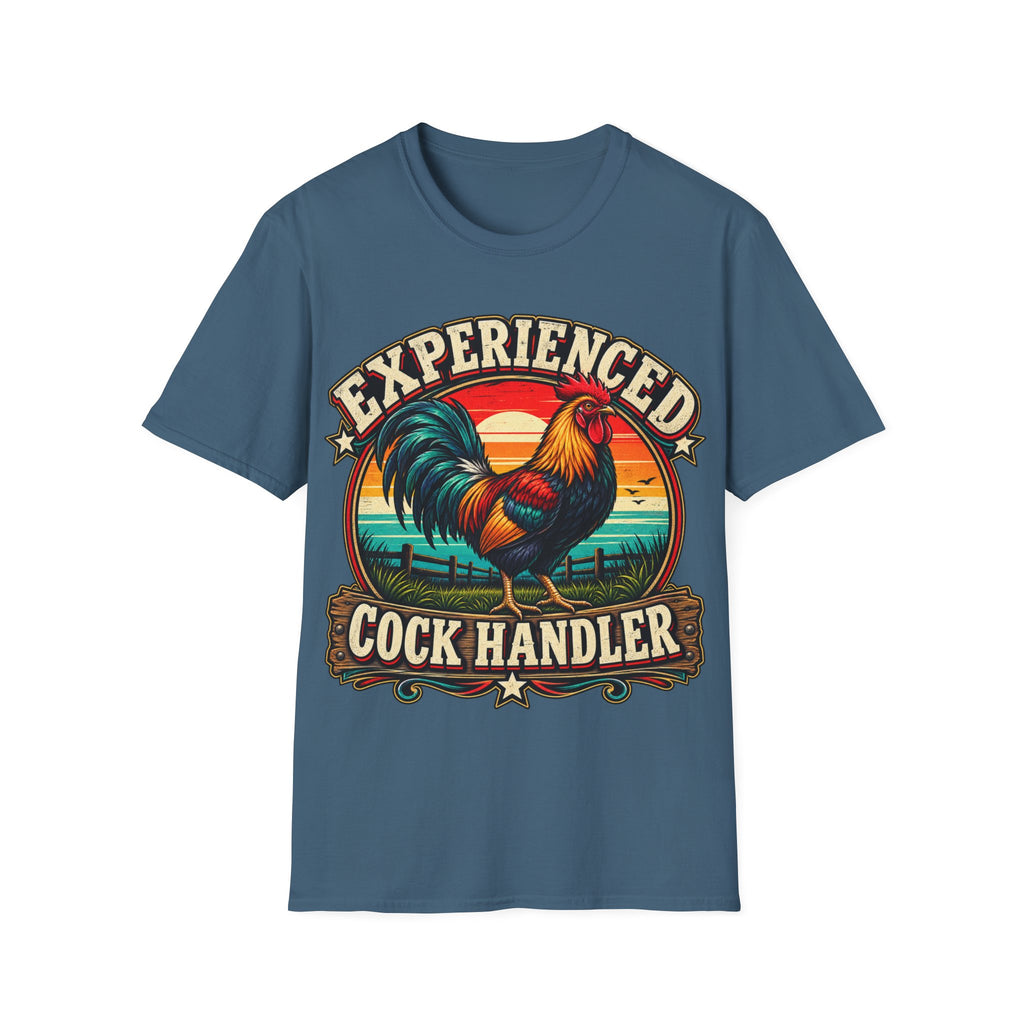 Experienced Cock Handler Adult T-Shirt — Retro Rooster Graphic Tee
