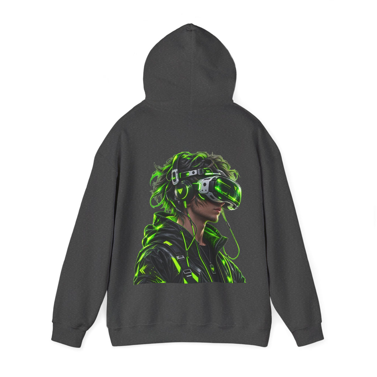 VR Gamer  Adult Hoodie — Neon Cyberpunk Virtual Reality Gamer Graphic Sweatshirt