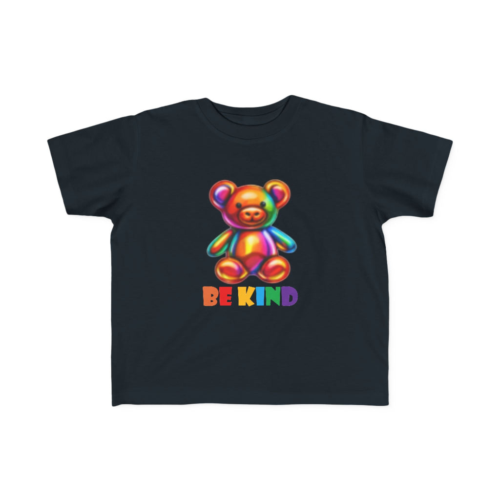 Rainbow Teddy Bear BE KIND Toddler Tee | Kids Positive Message Shirt
