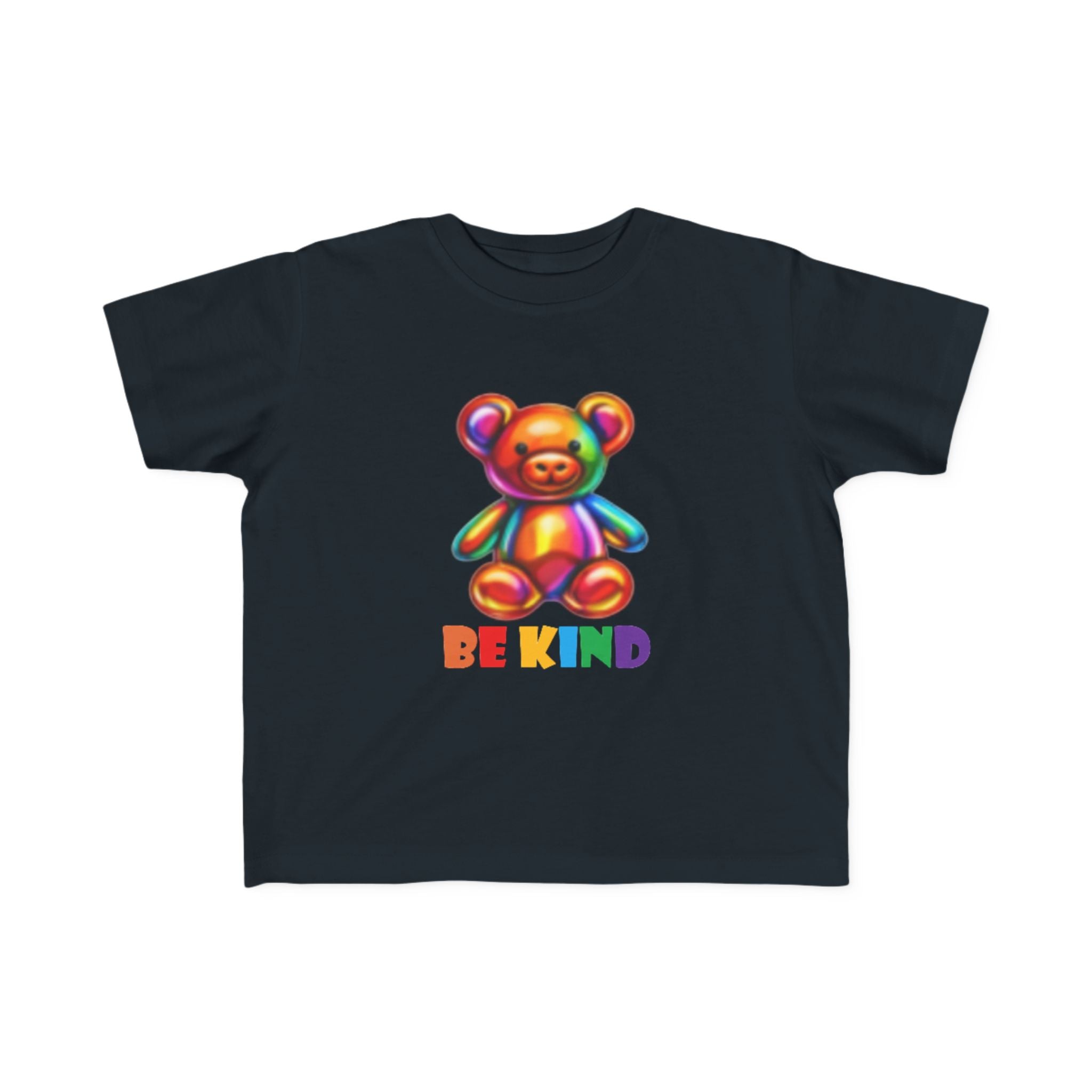 Rainbow Teddy Bear BE KIND Toddler Tee | Kids Positive Message Shirt