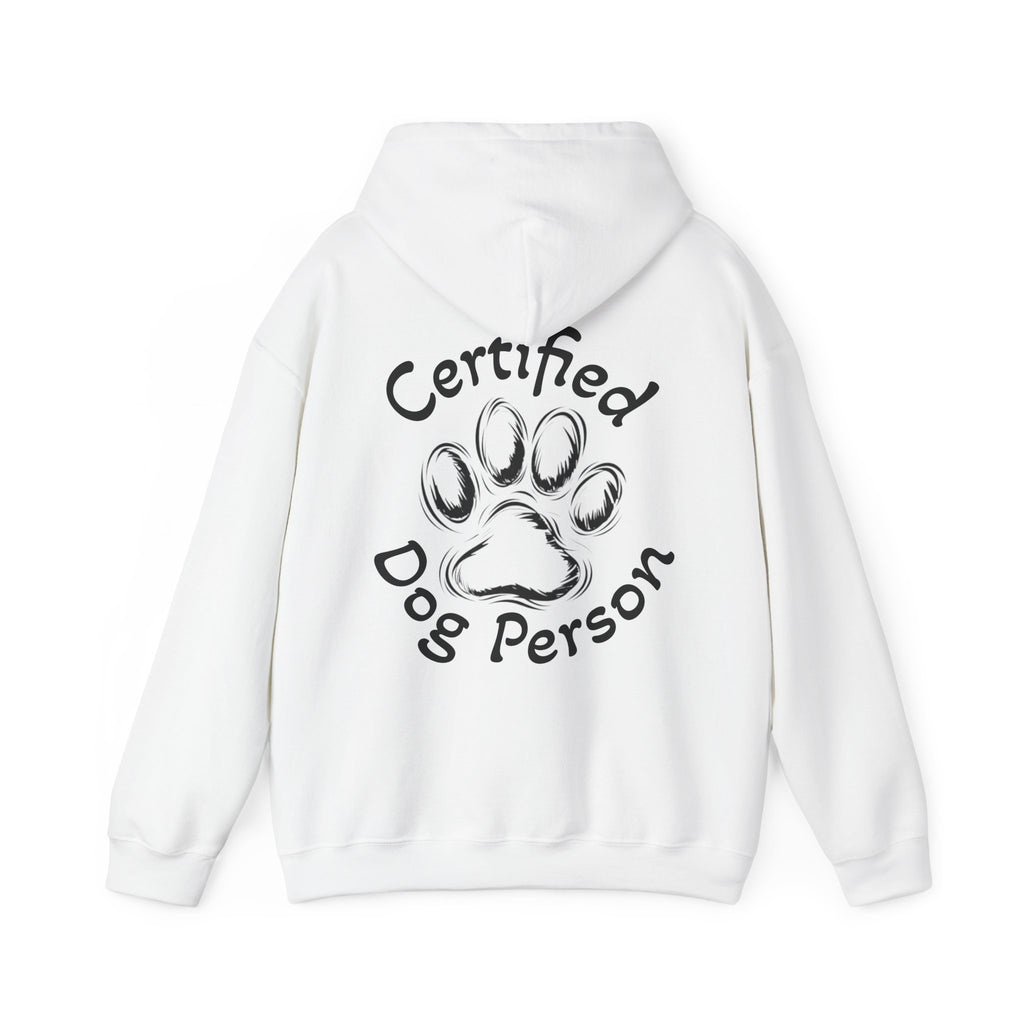 Certified Dog Person Adult Hoodie - Paw Print Graphic Dog Lover Sweatshirt