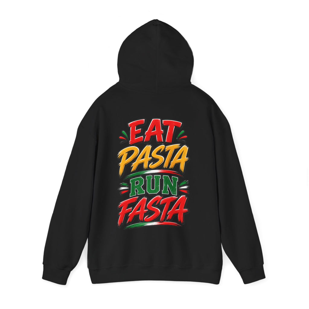 Adult Hoodie — "Eat Pasta Run Fasta" Graphic Pullover