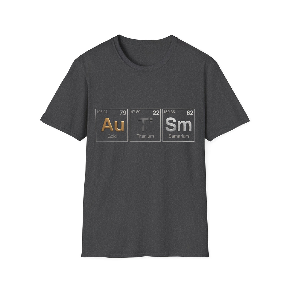 Adult T-Shirt — 'Au Ti Sm' Periodic Table Autism Awareness Tee