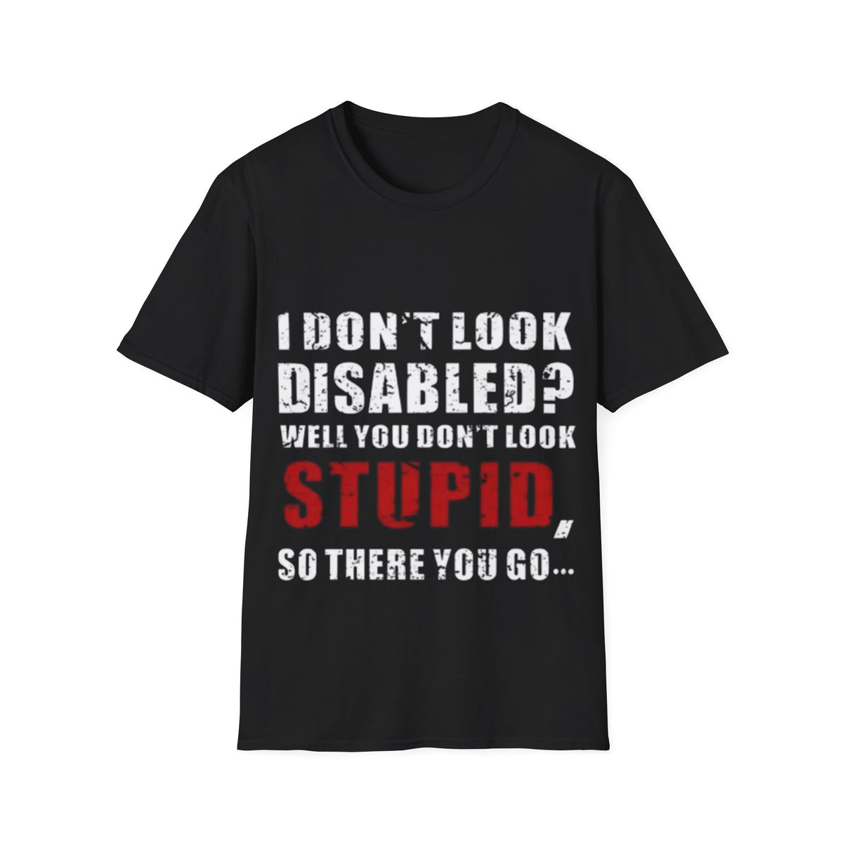 Adult T-Shirt — "Don't Look Disabled? Well You Don't Look Stupid So There You Go" Empowerment Tee
