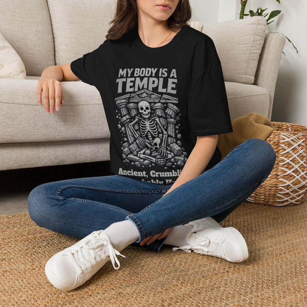 Temple Skeleton Adult T-Shirt — "My Body Is a Temple" Vintage Gothic Tee